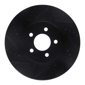 Ford Mustang Brake Rotor (1) - Front Left - R1 Concepts - Drilled & Slotted - Black - `94-`04